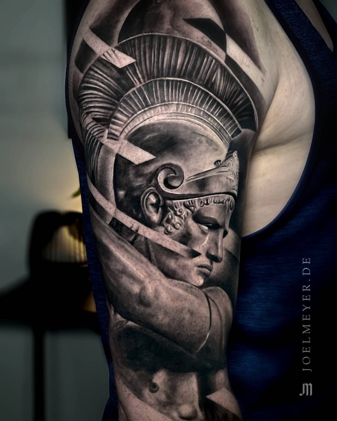 Greek Ares portrait realism tattoo created by Joel Meyer, tattoo artist ...